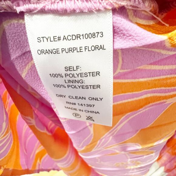ASTR The Label Women's Orange Purple Floral Blythe Floral Midi Dress Size M NWT - Picture 9 of 13